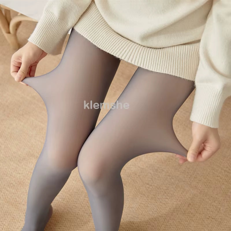 Women'S Fleece Tights Ladies Warm Winter Tights Leggings Thick Fleece Panty Fake Translucent Pantyhose Thermal Stockings Woman