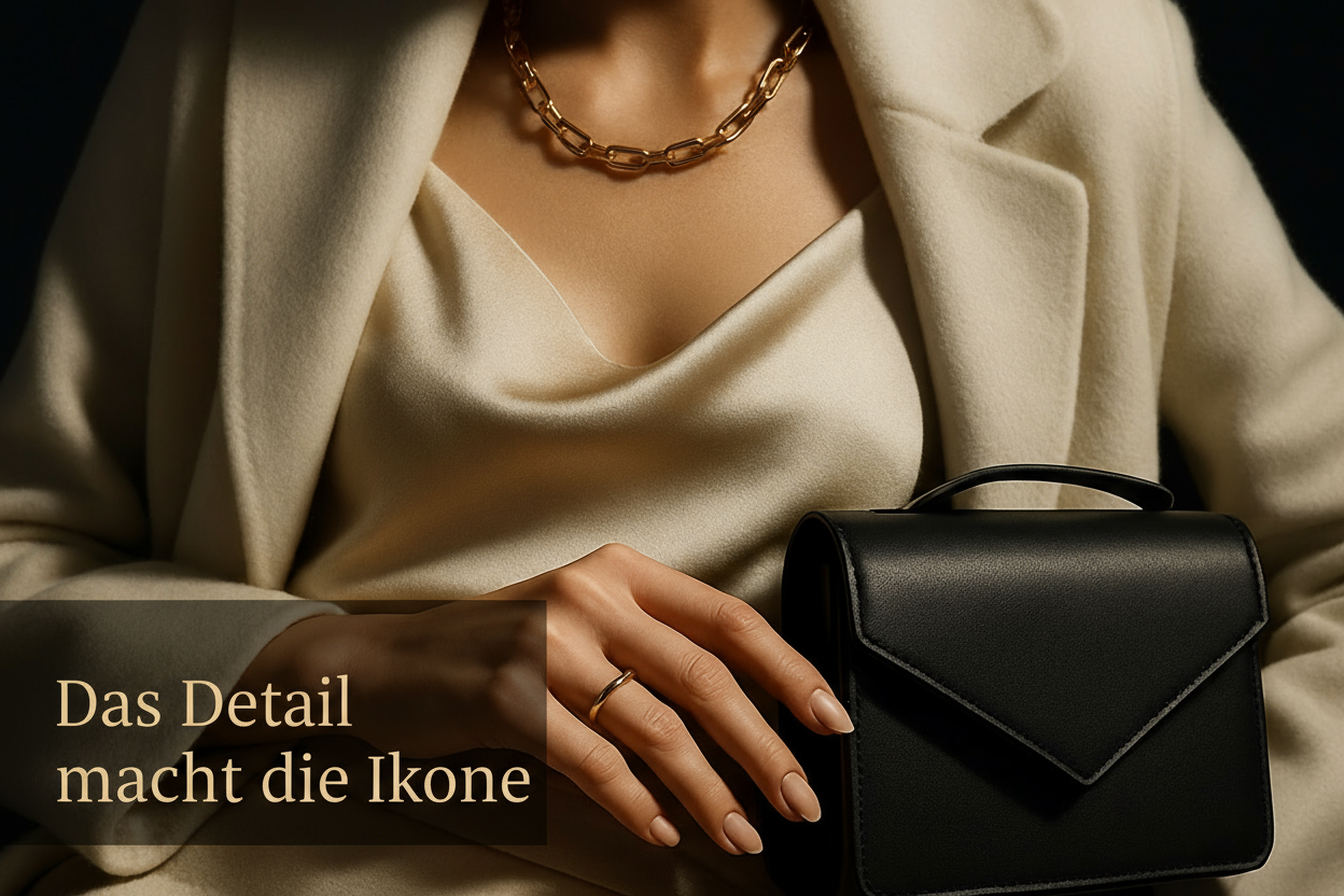 genere une foto chic et glamour pour une boutique shopify sur le theme :le detail fait l´icone , sans ecritos